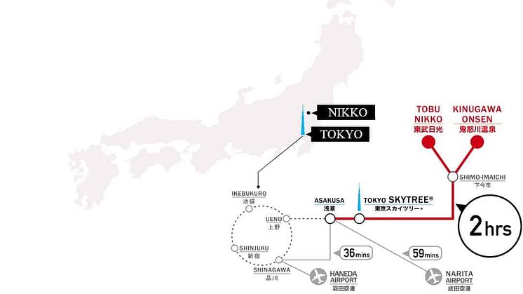 From Skytree to Nikko map 