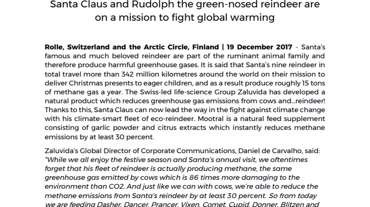 Santa Claus and Rudolph the green-nosed reindeer are on a mission to fight global warming