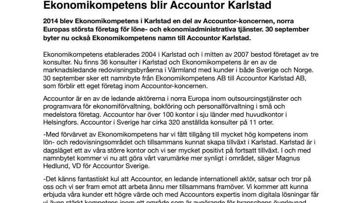 Ekonomikompetens blir Accountor Karlstad