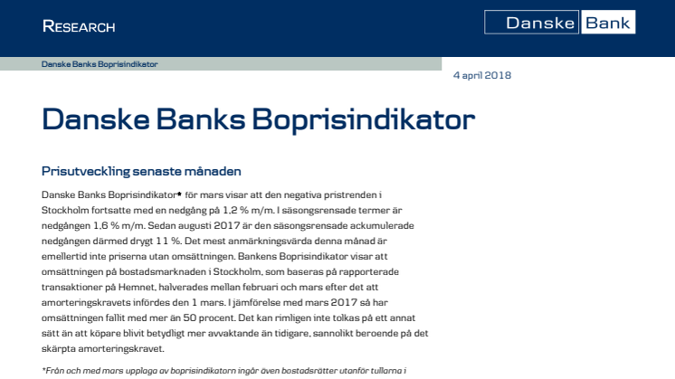 Danske Banks Boprisindikator mars 2018
