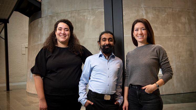 Anali Guzman Molina, Abhilash Ram och Saaya Sorrells-Weatherford, vinnare av startup-tävlingen Njord Nest.