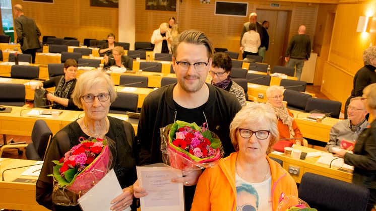 Folkhälsopris 2016, från vänster Hildur Lindqvist, Mikke Ejrevi och Inger Malm.