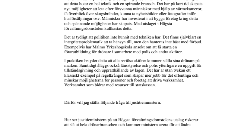 Interpellation om drönare