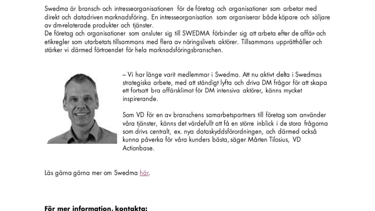 Actionbase VD nyvald i Swedmas styrelse