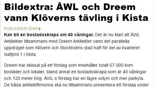 Nyheten om nyligen avgjord arkitekttävling sprider sig 