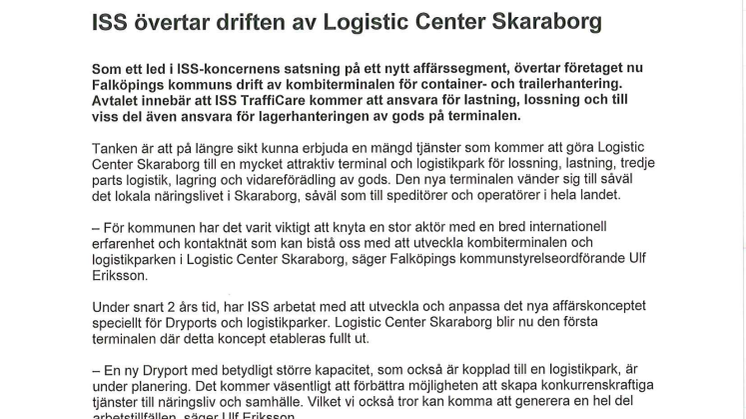 ISS övertar driften av Logistic Center Skaraborg