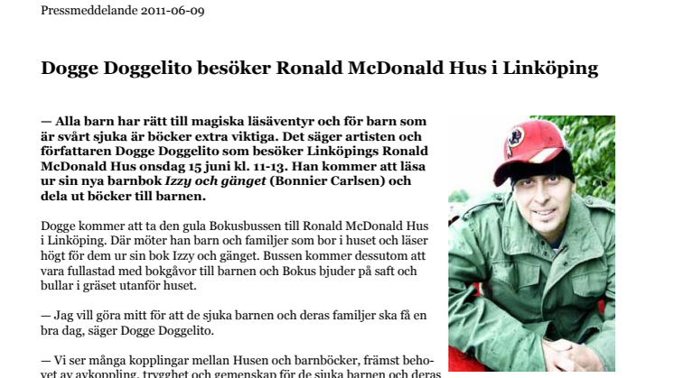 Dogge Doggelito besöker Ronald McDonald Hus i Linköping