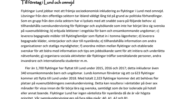 Hjälp Flyktingar Lund fortsätta med sitt fina arbete! 