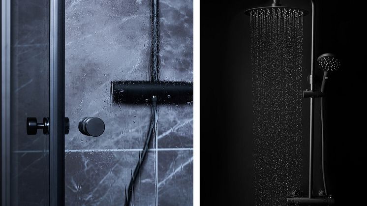 Nå får du hele Gustavsbergs dusjsortiment i matt svart. En matt svart dusjvegg med matchende dusjbatteri og takdusjsett gir et stilrent og elegant baderom med sterk karakter.