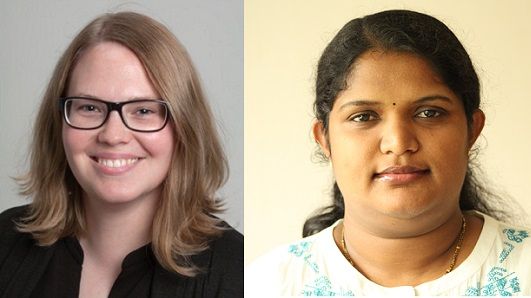 Umeåforskarna Sara Qvarlander (t v) och Reshma Sundar (t h) får tvååriga stipendier för postdoktortjänster av SSMF.
