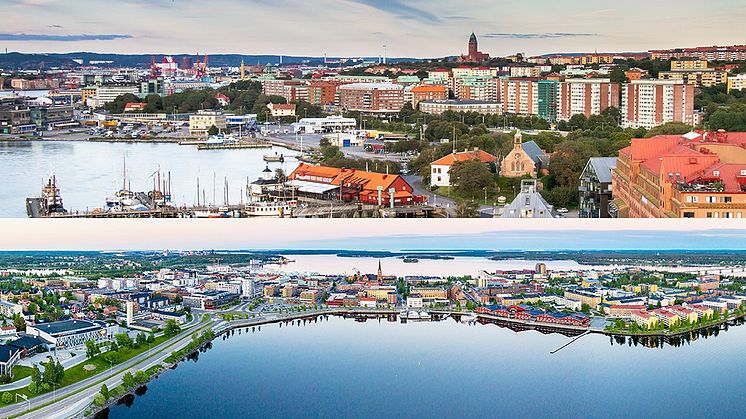 Fotomontage över Göteborg och Luleå.