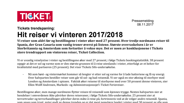 Tickets trendspaning: Hit reiser vi vinteren 2017/2018