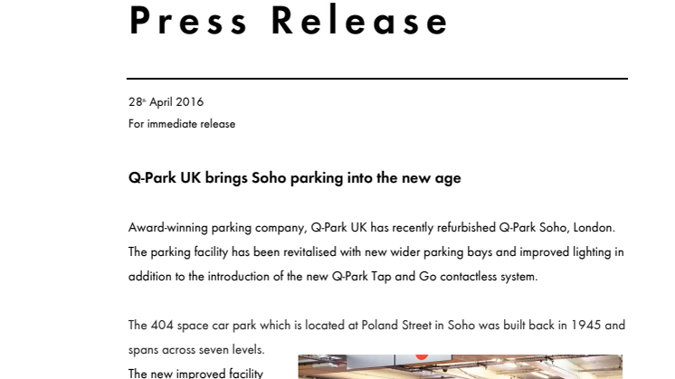 Q-Park UK brings Soho parking into the new age