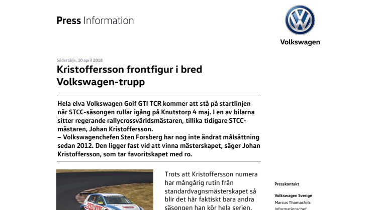 Kristoffersson frontfigur i bred Volkswagen-trupp