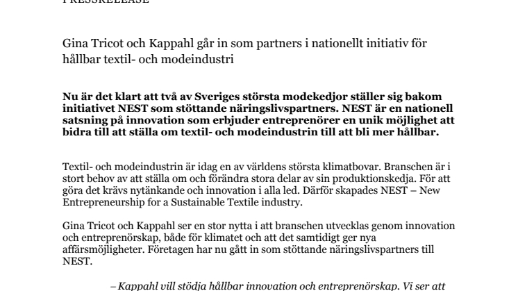 PM - Gina Tricot och Kappahl går in som partners i nationellt initiativ för hållbar textil- och modeindustri.pdf
