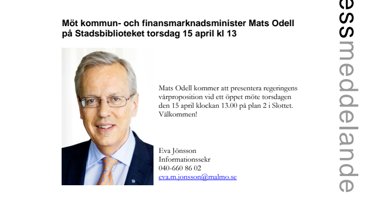 Mats Odell till Stadsbiblioteket i Malmö tor 15 april