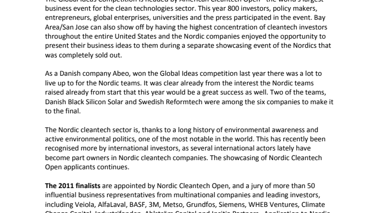 Nordic companies to succeed at a Global Cleantech competition in the US