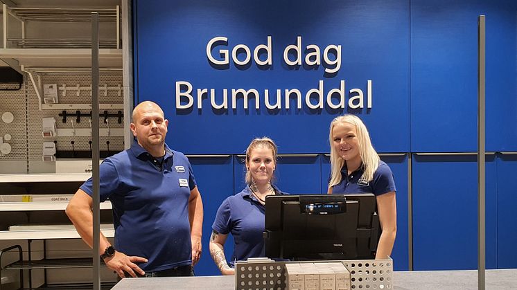 Fra venstre: Store Manager Kai Karlsen, Deputy Store Manager Maren Johnsen, Sales Assistant Emilie Marken