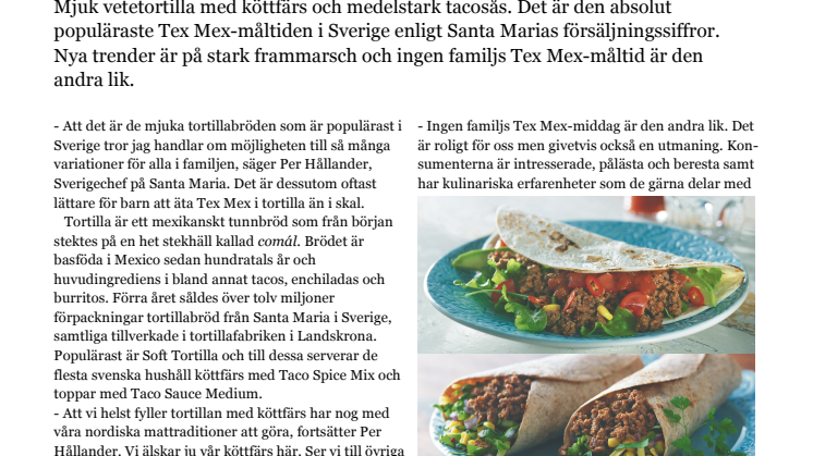 Mjuk tortilla med köttfärs är svenskarnas Tex Mex-favorit