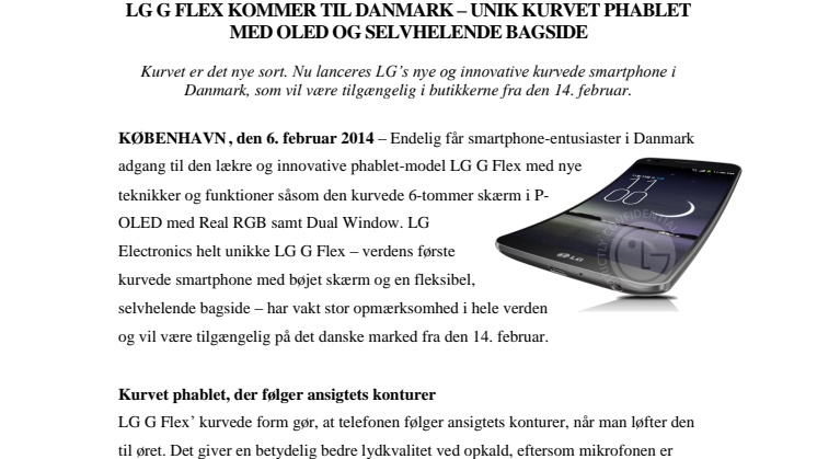 LG G FLEX KOMMER TIL DANMARK – UNIK KURVET PHABLET MED OLED OG SELVHELENDE BAGSIDE 
