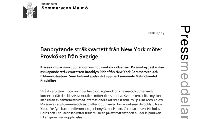 Banbrytande stråkkvartett från New York möter Provköket från Sverige