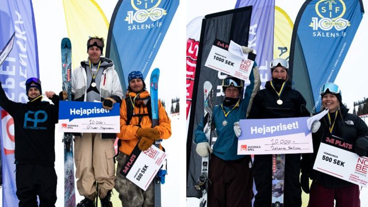 Oliwer Magnusson och Johanna Sellman är svenska mästare i big air. Foto: Daniel Bernstål.