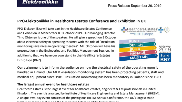 Finnish hospital technology in Healthcare Estates -conference