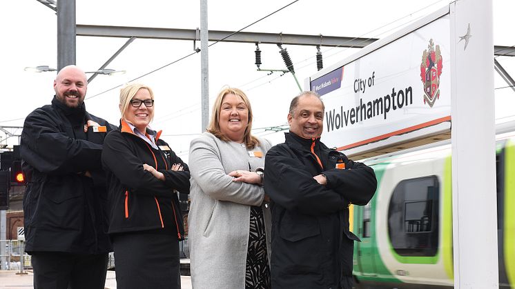 Oliver Lockley, Jo Gennard, Wolverhampton station manager, Melanie Bryett and Raj Parkesh