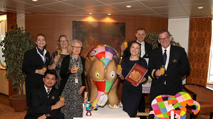 Fred. Olsen Cruise Lines’ 'Elmer's Travel Trunk' sets sail on South American adventure, following donation of £15,000 to St Elizabeth Hospice