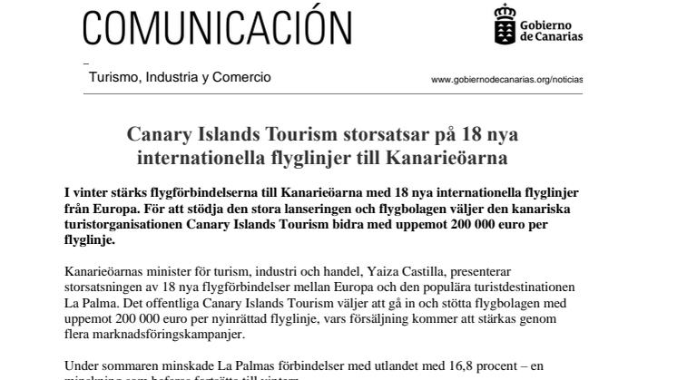 Canary Islands Tourism storsatsar på 18 nya internationella flyglinjer till Kanarieöarna.pdf