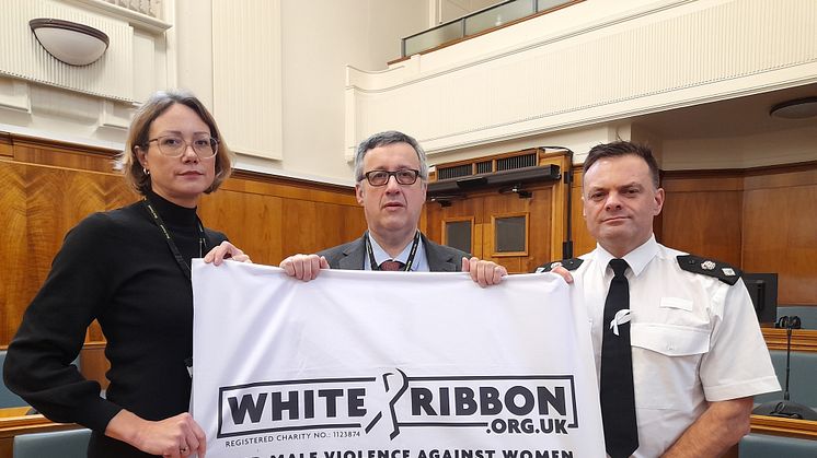 Representatives from the Community Safety Partnership, (from left) Lynne Ridsdale, Bury Council’s Deputy Chief Executive; Cllr Richard Gold, Cabinet Member with responsibility for community safety, and Chief Superintendent Chris Hill, Bury District C