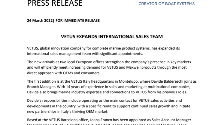 24 March 2022 - VETUS Expands International Sales Team.pdf
