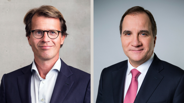 Telenor CEO Mats Lundquist and Swedish Prime Minister Stefan Löfven