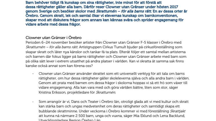 Clowner utan Gränser på skolor i Örebro