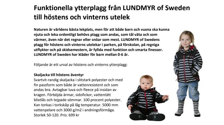 Funktionella ytterplagg från LUNDMYR of Sweden till höstens och vinterns utelek 