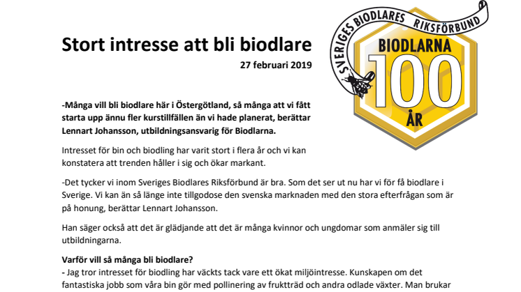 Stort intresse att bli biodlare