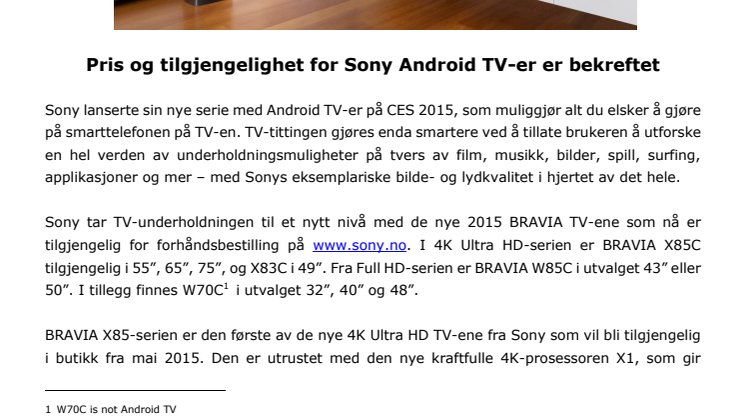 Sonys nye Android TV-er er nå tilgjengelig for forhåndsbestilling