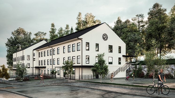 Rendering av etapp två för årskurs 4-9 i Bro Mälarstrand