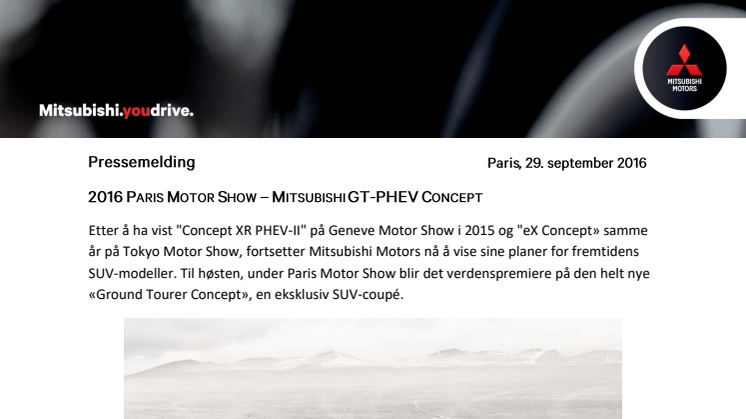 2016 Paris Motor Show – Mitsubishi GT-PHEV Concept