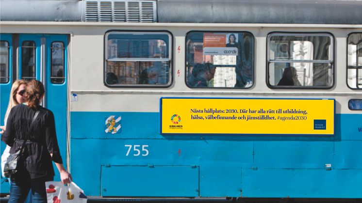 Kampanjen för att uppmärksamma Globala målen kommer att synas på spårvagnar i Göteborg under v. 38-39.