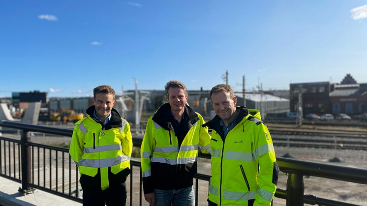 F.v. Asgeir Kvam, regionleder for Sweco Innlandet, Jørn Sagstuen, prosjektleder og geomatiker og Roger Johannessen, gruppeleder bygg og tidligere leder i Pro-Consult.