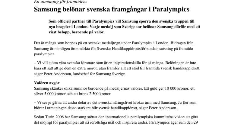 En utmaning för framtiden: Samsung belönar svenska framgångar i Paralympics