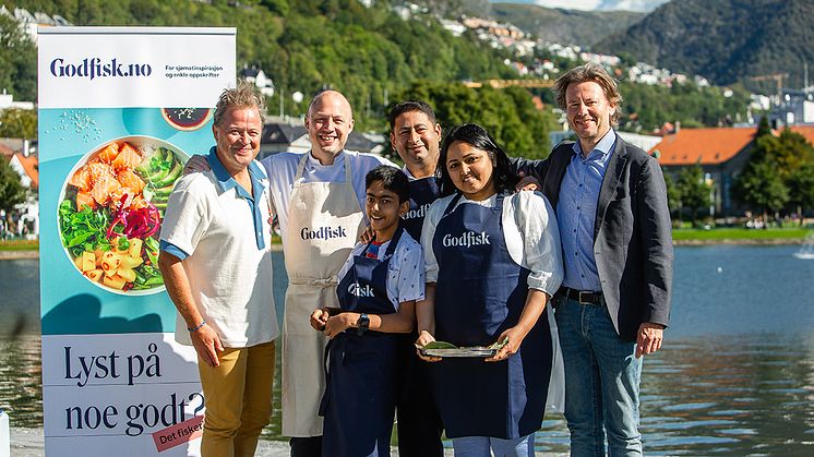 Det var full fest på Festplassen i Bergen da Godfisk sin familiekonkurranse «Sjømatfamilien» ble arrangert lørdag 3. september i anledning Bergen Matfestival. Foto: Tove Lise Mossestad