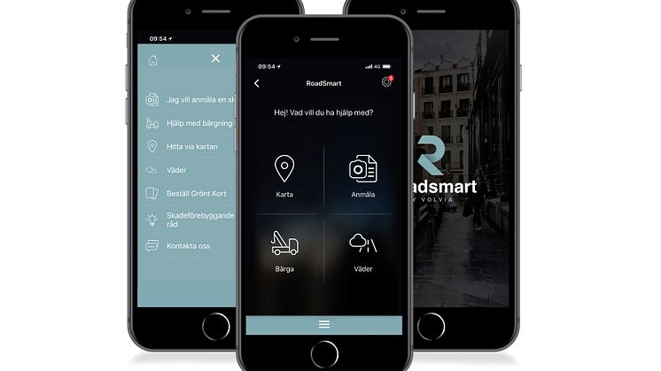Med Roadsmart-appen får yrkesförare info om otrygga rastplatser, vägarbeten och olyckor. I appen finns också vädertjänst, anvisningar till verkstad och bärgningsbeställning.
