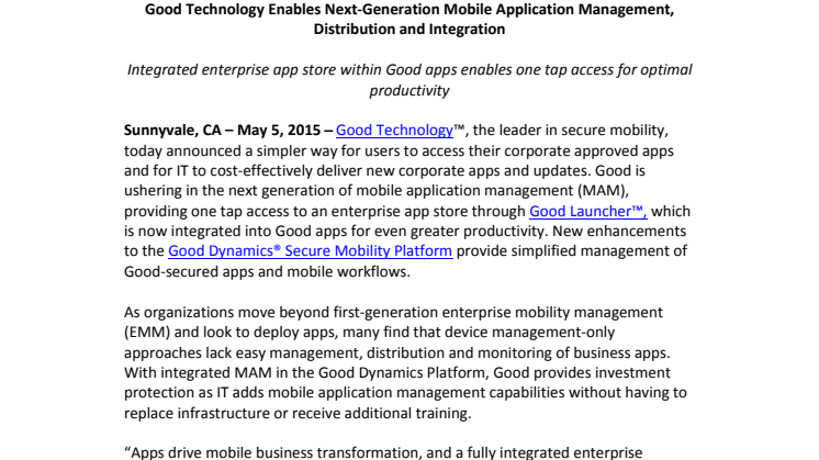 Good Technology banar vägen för nästa generation Mobile Application Management