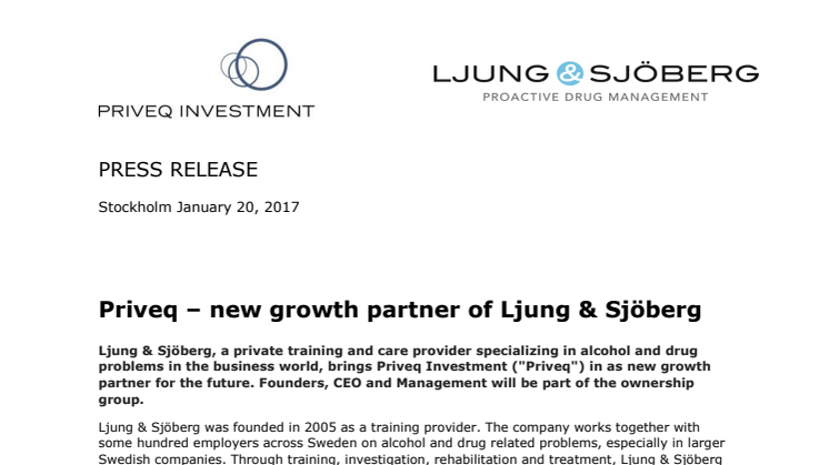 Priveq - new growth partner of Ljung & Sjöberg