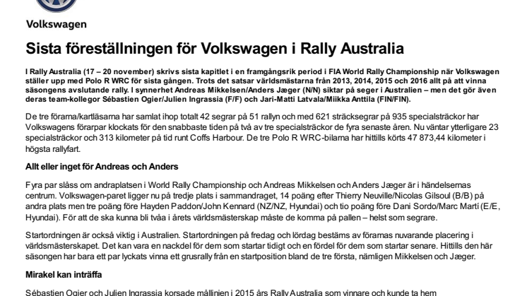 Sista föreställningen för Volkswagen i Rally Australia