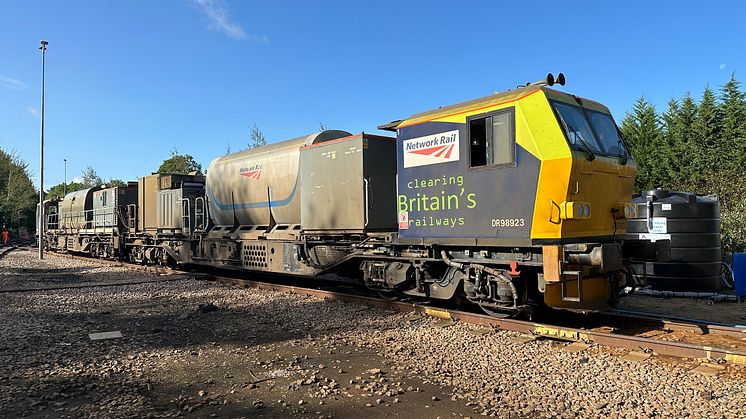 One of Network Rail's 19 leaf-busting Windhoff Multipurpose Vehicles