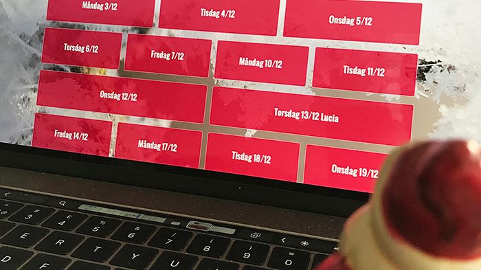 En ny lucka kan öppnas varje vardag fram till jul, och på julafton. Foto: Michael Kvick