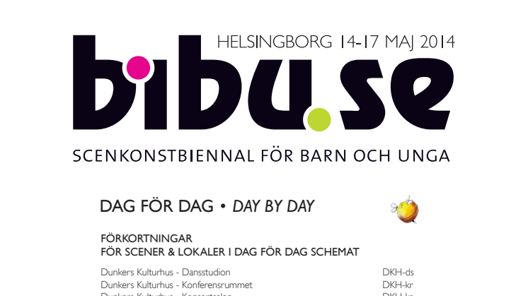 Dag för dag schema - bibu-se 2014